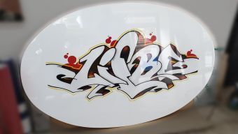 Tischplatte mit Digitaldruck Beklebt